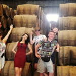 friends in tequila distillery